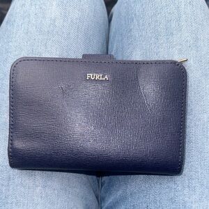 Furla Midnight Blue Leather Wallet gold hardware